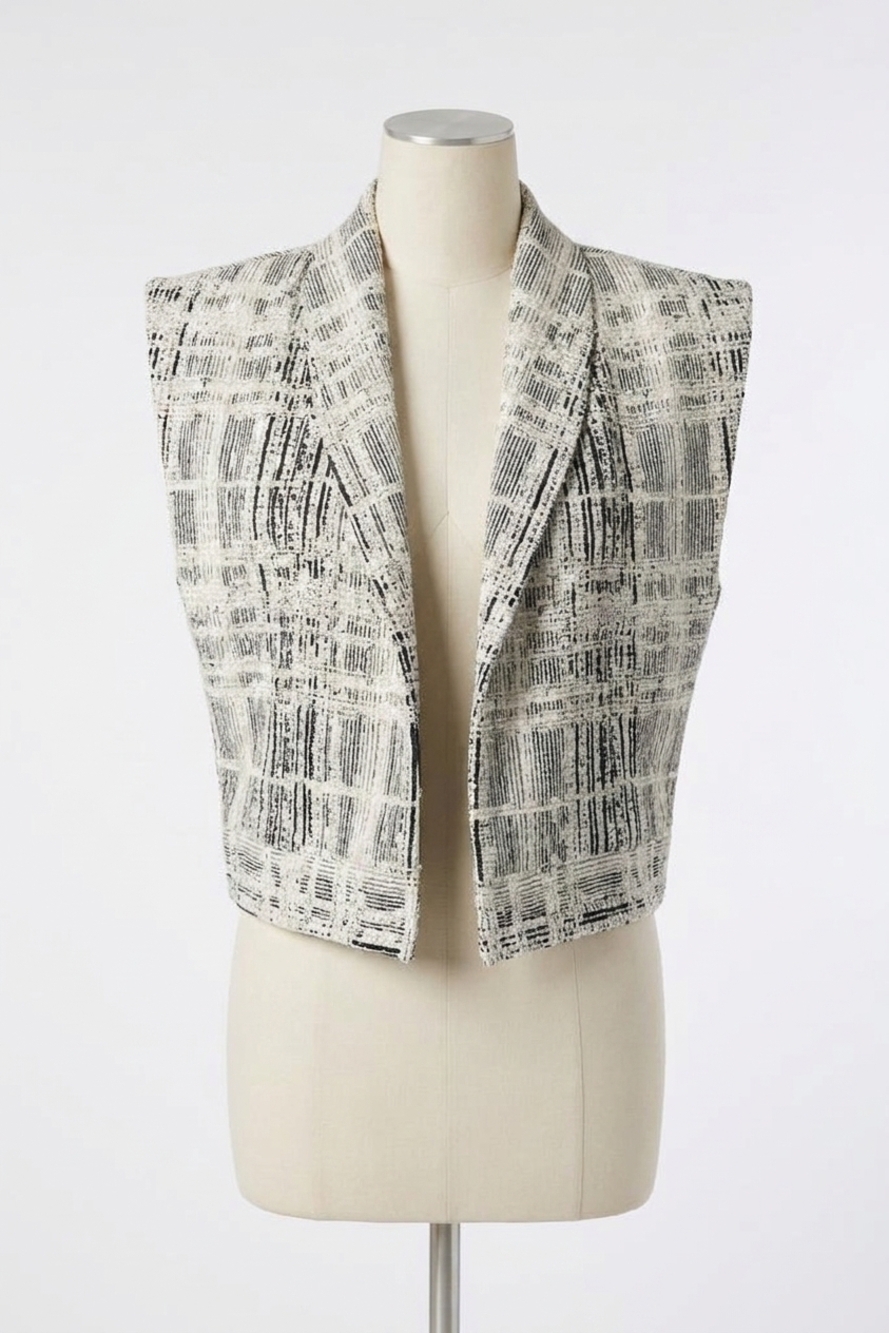 NEW IRO quira curly vest in black/ecru